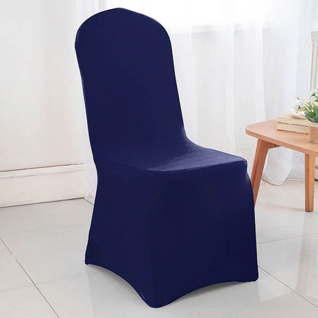 Navy Blue Spandex Banquet Chair Cover with Stretch Fit for Weddings and Events