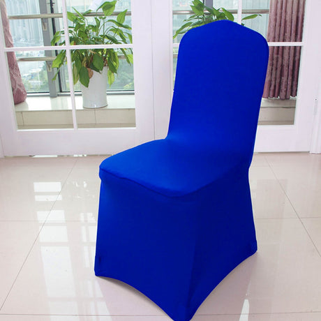 Funda de silla de banquete de spandex azul real con ajuste elástico para asientos elegantes en eventos