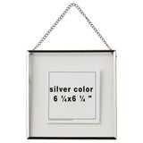 6 ¼x6 ¼" Silver Steel Frame with Front Plastic Protection – For Hanging or Standing, Includes Sample Pictures