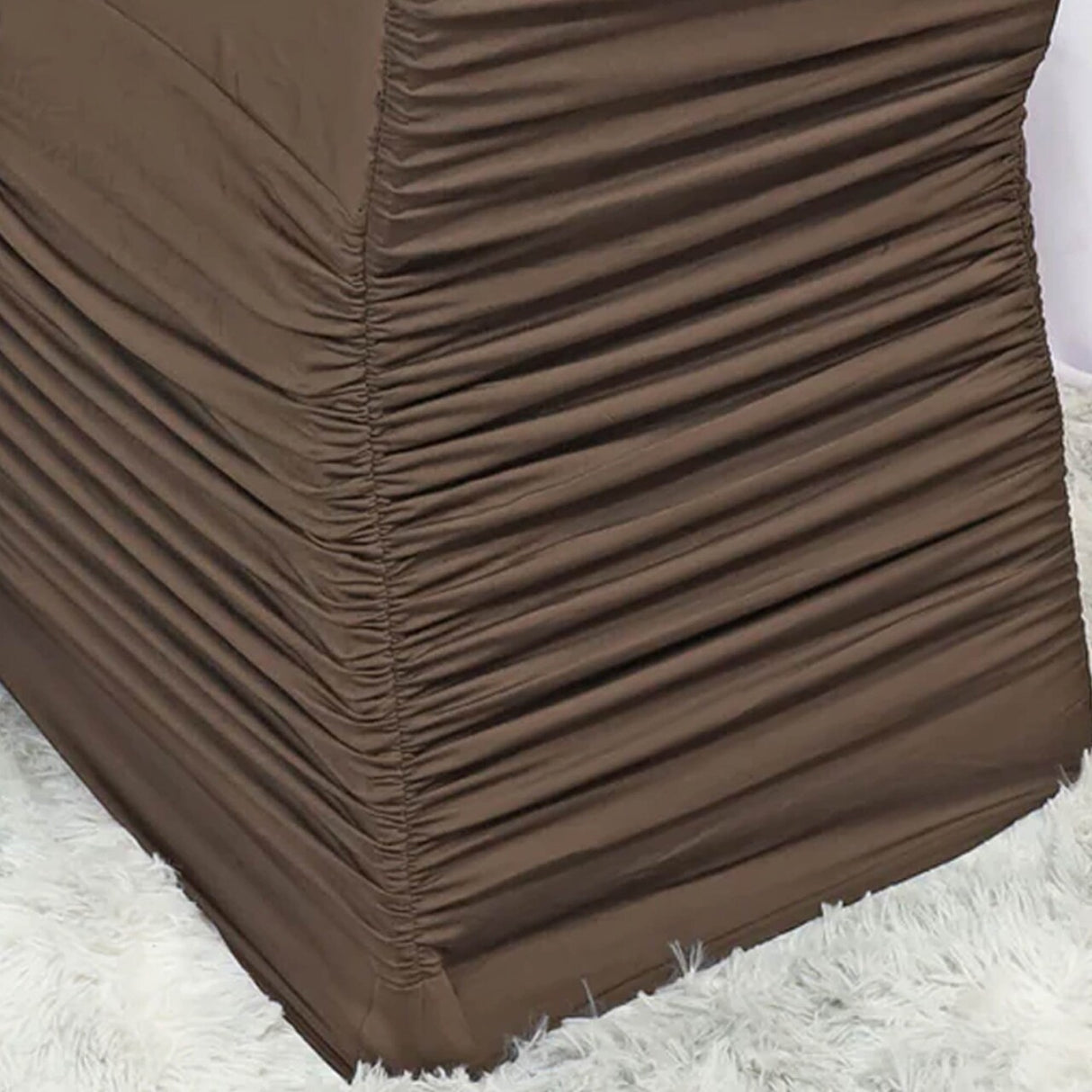 1 Piece Chocolate Rouge Banquet Chair Cover Ruffled Spandex for Elegant Events