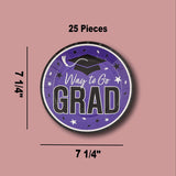 25 Count Purple Way to Go Grad Dessert Plates Paper Graduation Party 7 1/4 Inch