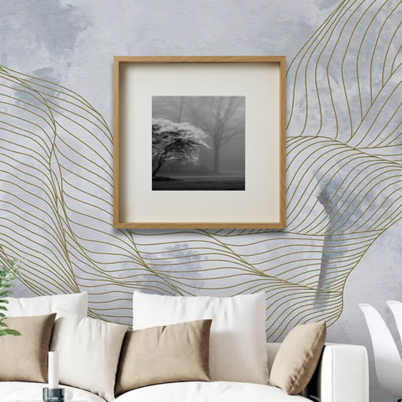 19¾x19¾" Oak Effect Frame with Mount – Deep Frame, No-Nail Hanging, Gallery Ready