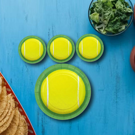 Havercamp Tennis Ball 7" Round Dessert Plates 24 Count Eco Friendly Party Plates