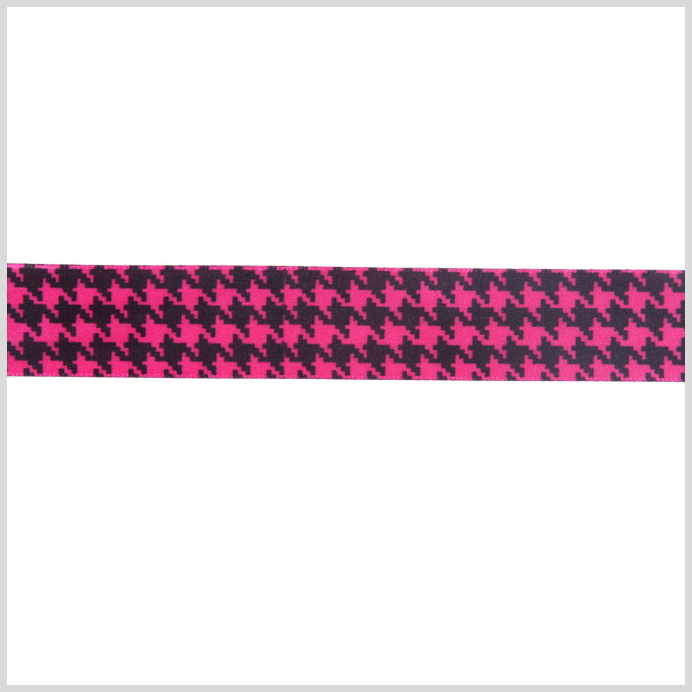 7/8" Shocking Pink Printed Satin Ribbon