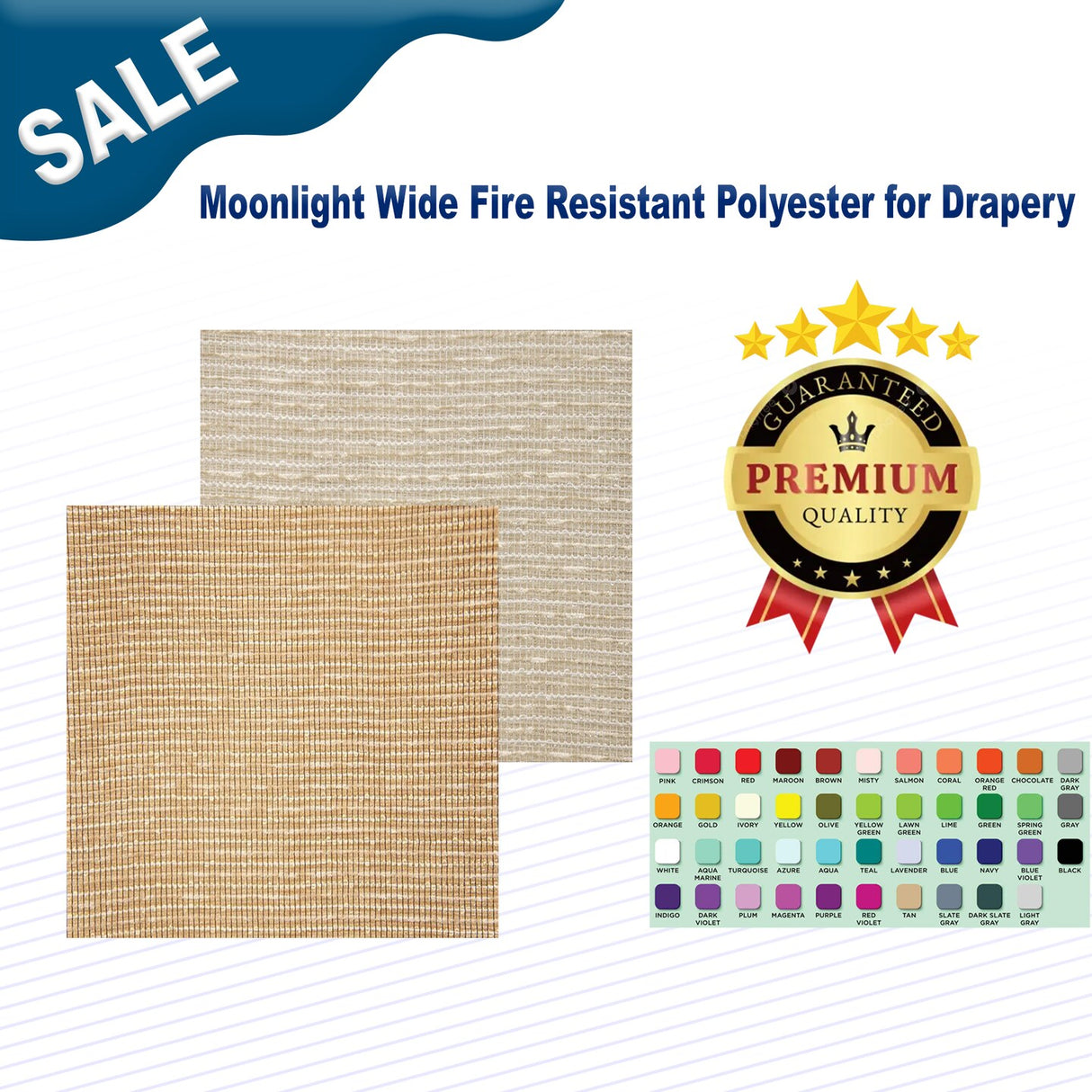 1 Yard Moonlight Wide Fire Resistant Polyester for Drapery