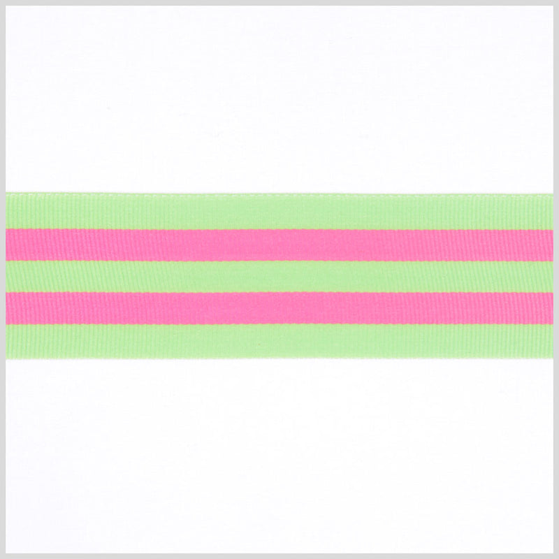 Green/Hot Pink Striped Grosgrain Ribbon