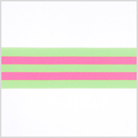 Green/Hot Pink Striped Grosgrain Ribbon