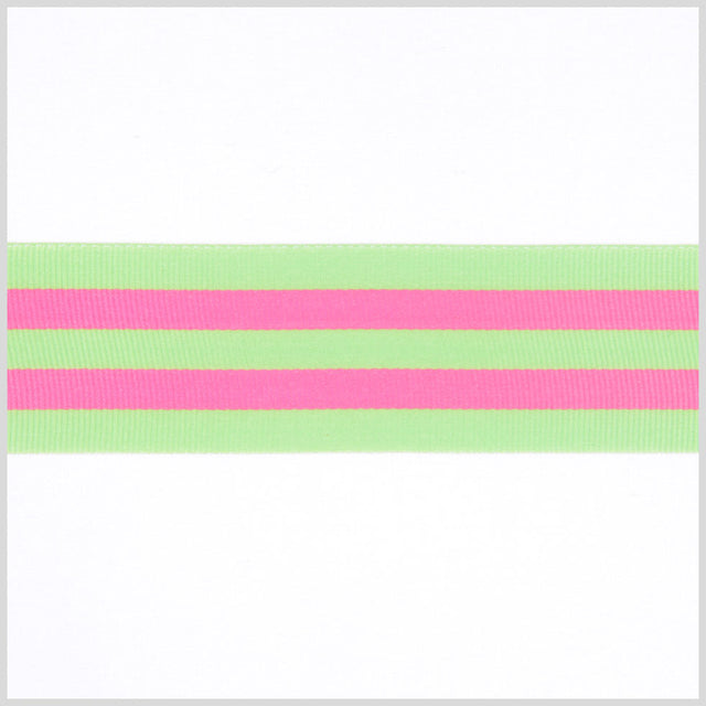 Green/Hot Pink Striped Grosgrain Ribbon