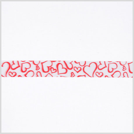 5/8" White/Red Printed Satin Ribbon