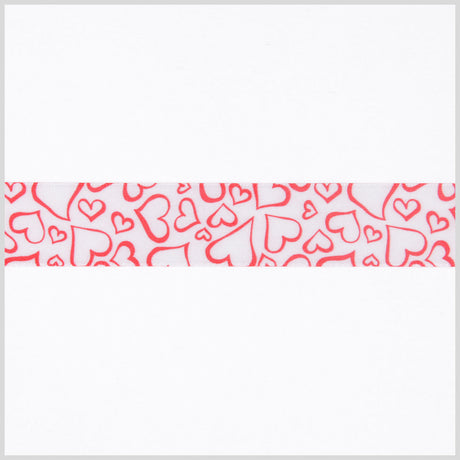 7/8" White/Red Printed Satin Ribbon