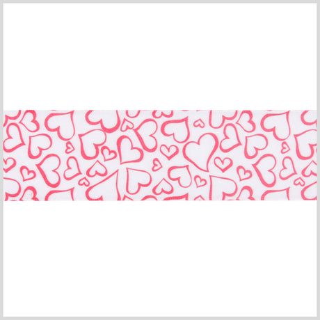 1.5" White/Red Printed Satin Ribbon