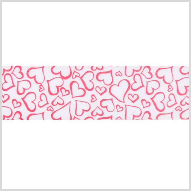1.5" White/Red Printed Satin Ribbon