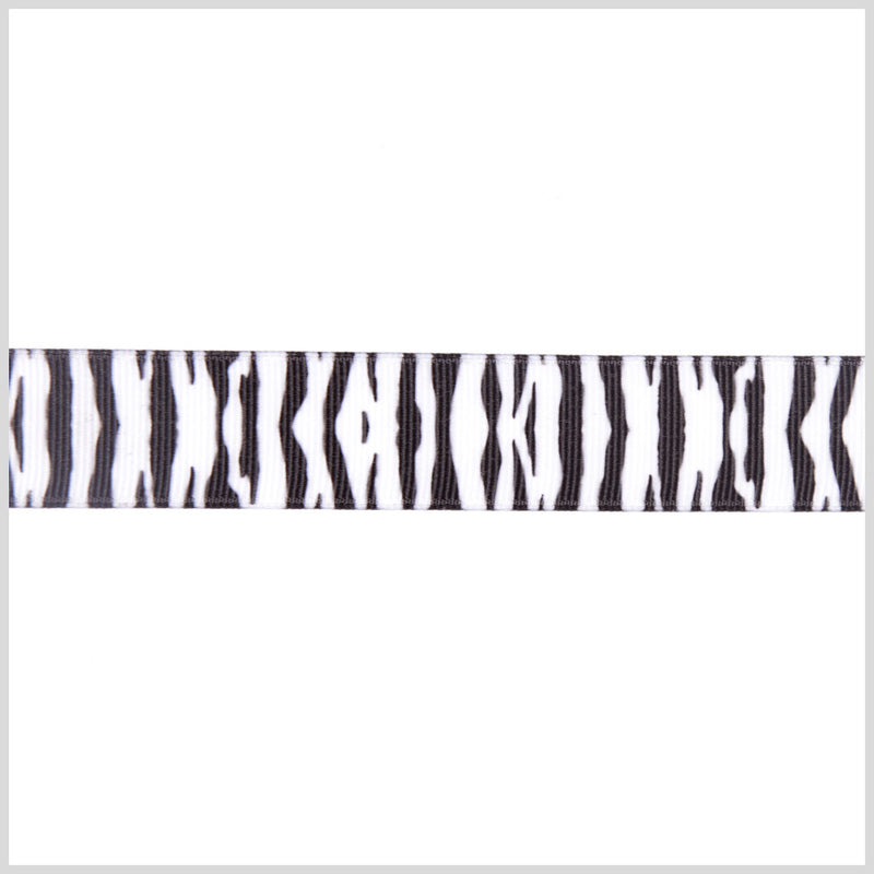 7/8" Black/White Printed Grosgrain Ribbon