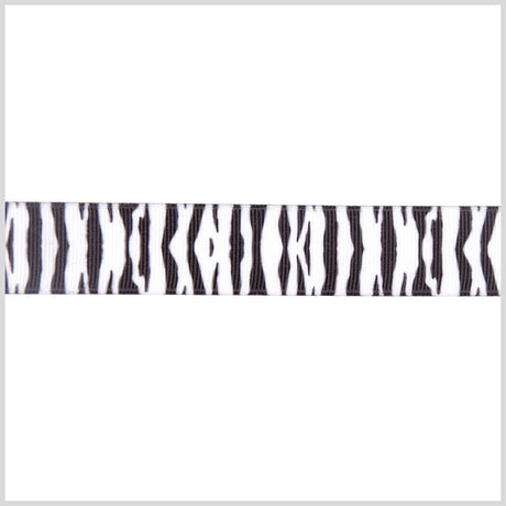 7/8" Black/White Printed Grosgrain Ribbon