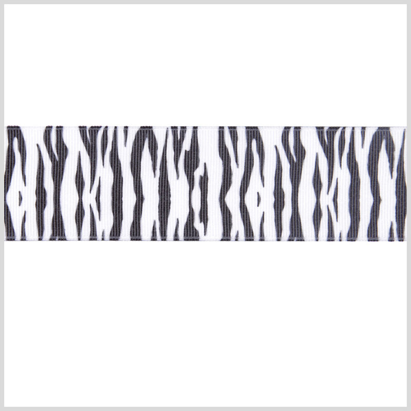 1.5" Black/White Printed Grosgrain Ribbon