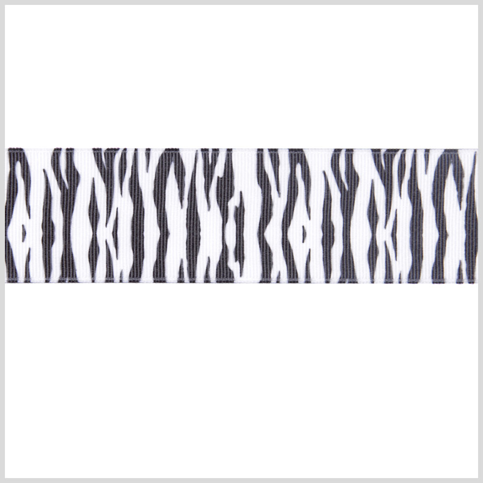 1.5" Black/White Printed Grosgrain Ribbon