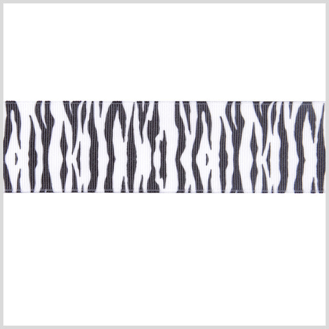 1.5" Black/White Printed Grosgrain Ribbon
