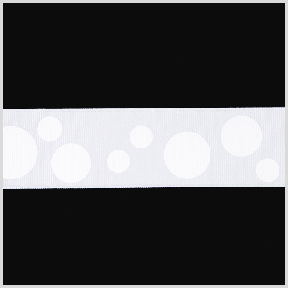 1.5" White Polka Dot Grosgrain Ribbon