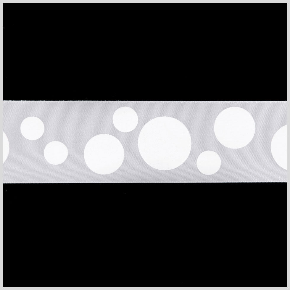 7/8" White Polka Dot Satin Ribbon