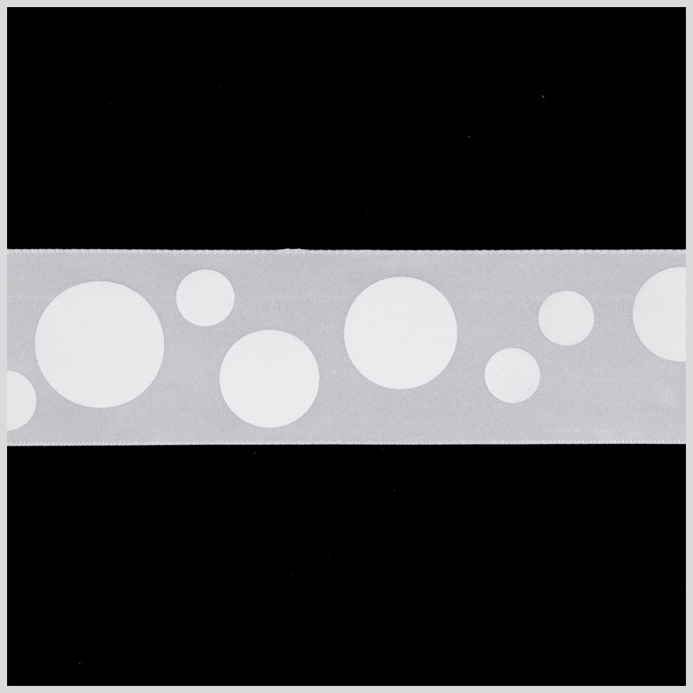 1.5" Millennium Silver Polka Dot Satin Ribbon