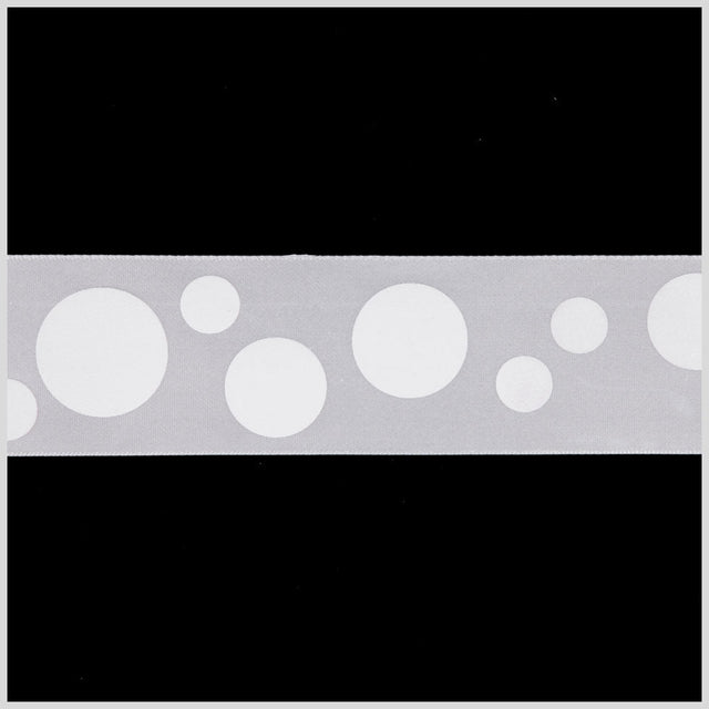 1.5" Millennium Silver Polka Dot Satin Ribbon