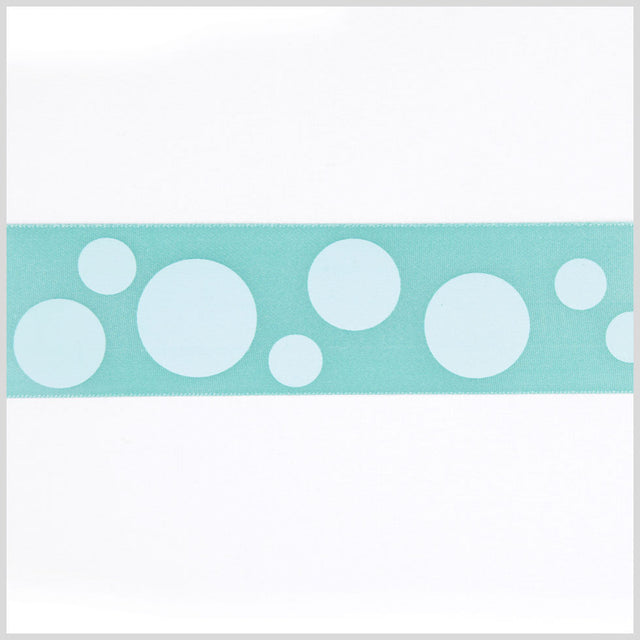 1.5" Aquamarine/Aqua Polka Dot Satin Ribbon