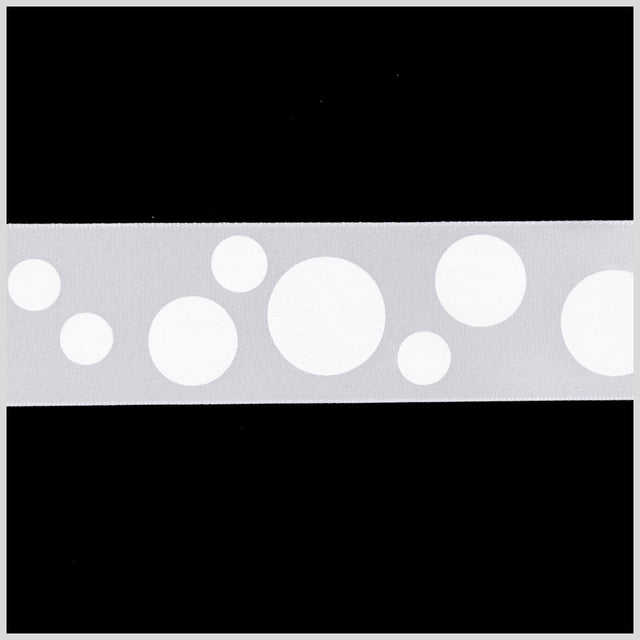 1.5" White Polka Dot Satin Ribbon