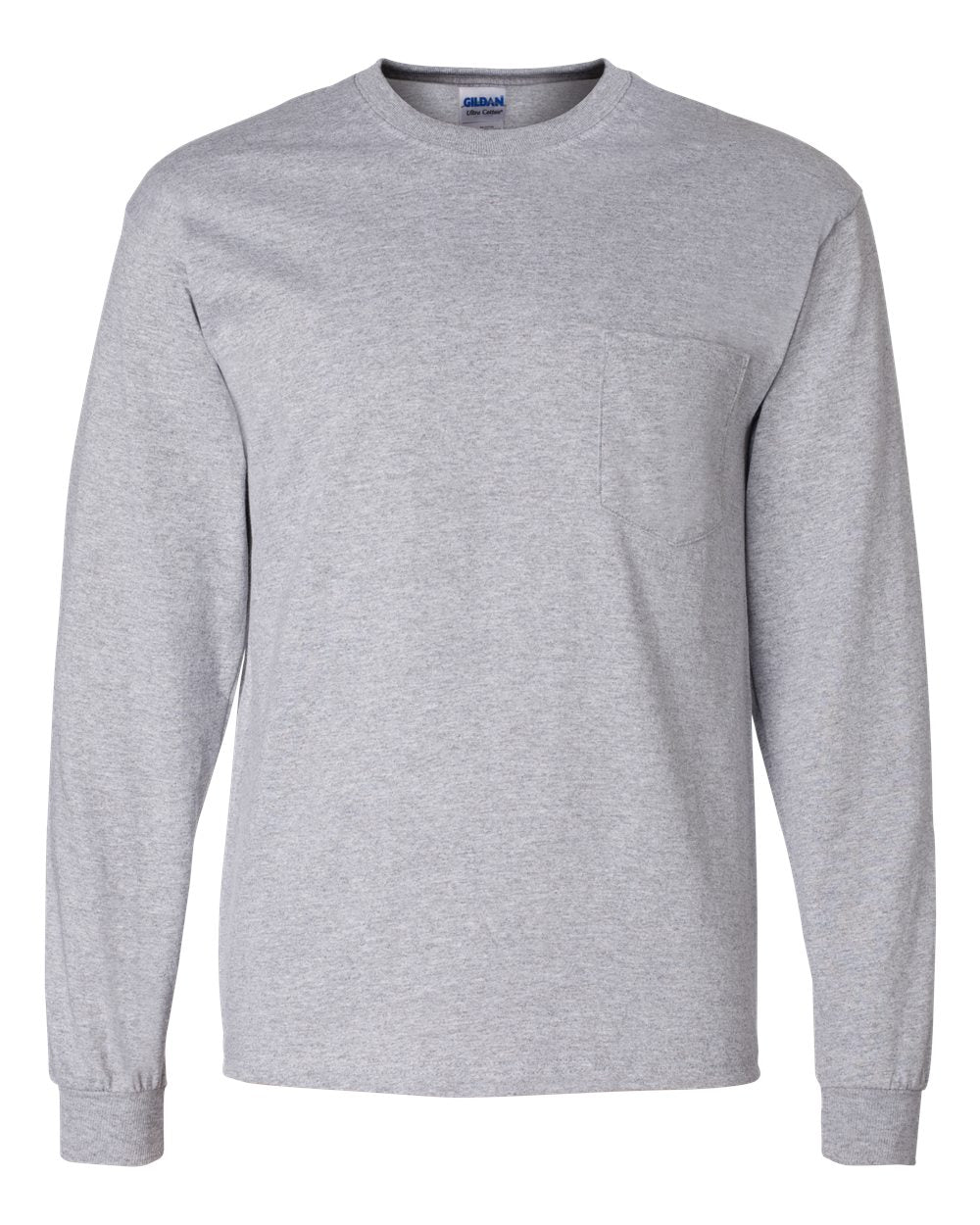 Gildan® Ultra Cotton Long Sleeve Crew-Neck Pocket T-Shirt