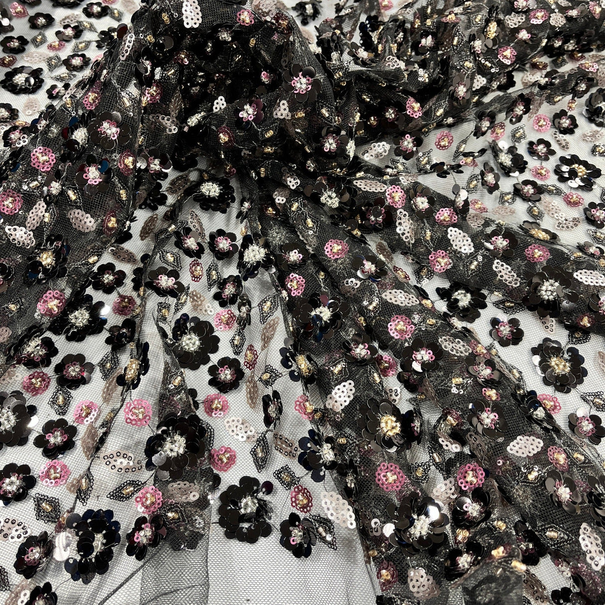 Beaded Sequined Lace Fabric 54" Wide
