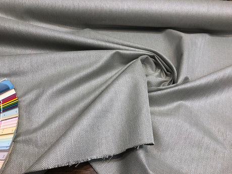 Fabricut Micheal Polyester Fabric - Silver Herringbone, 56" Width (1 Yard)
