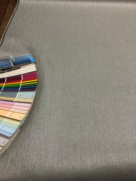 Fabricut Micheal Polyester Fabric - Silver Herringbone, 56" Width (1 Yard)