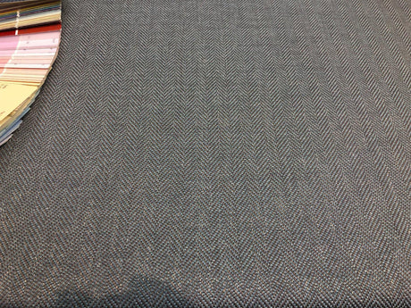Fabricut Micheal Polyester Fabric - Aqua Blue Herringbone, 56" Width (1 Yard)