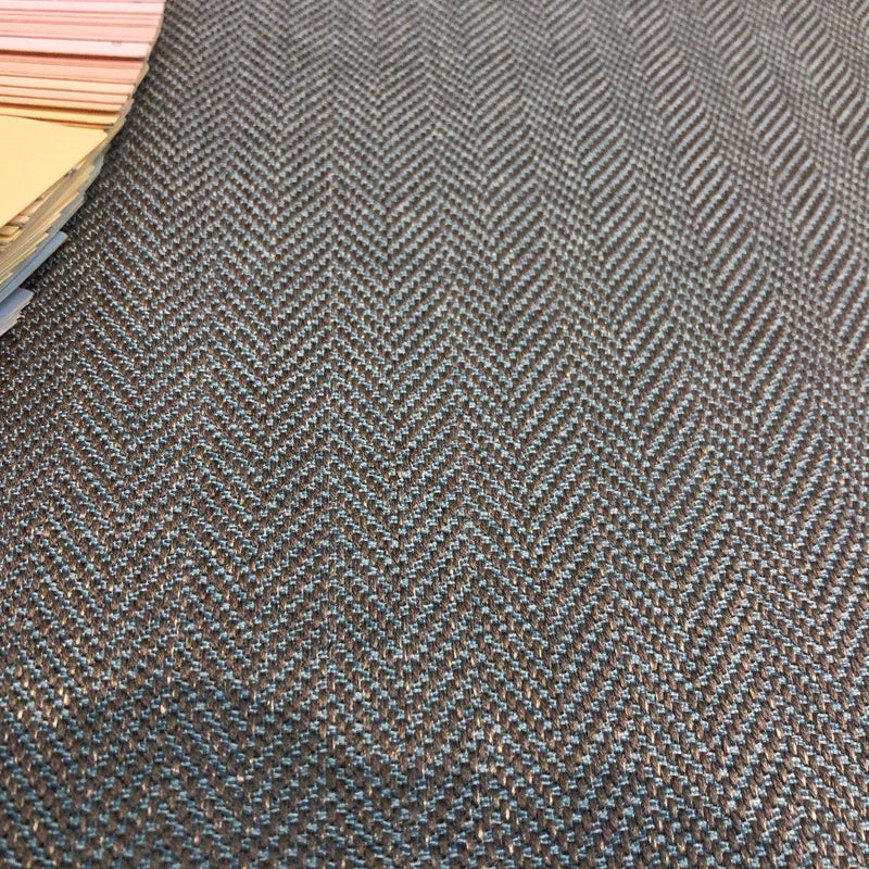 Fabricut Micheal Polyester Fabric - Aqua Blue Herringbone, 56" Width (1 Yard)