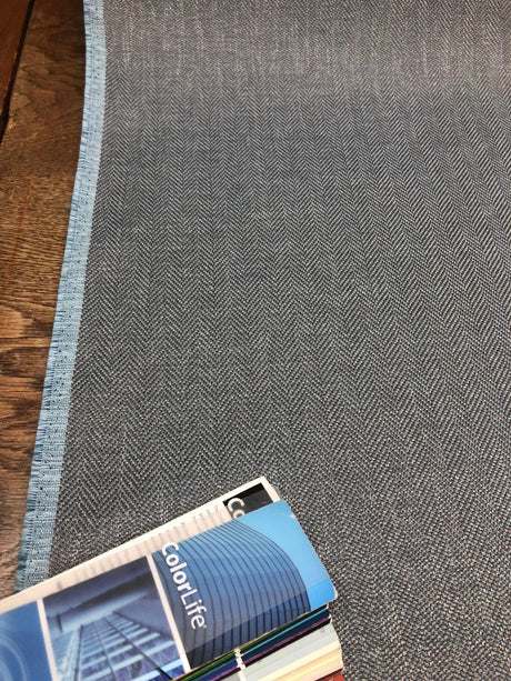 Fabricut Micheal Polyester Fabric - Aqua Blue Herringbone, 56" Width (1 Yard)
