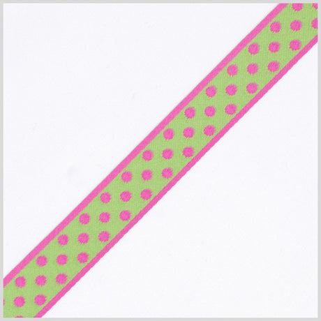 3/4" Hot Pink/Green French Jacquard Ribbon