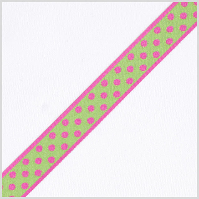 3/4" Hot Pink/Green French Jacquard Ribbon