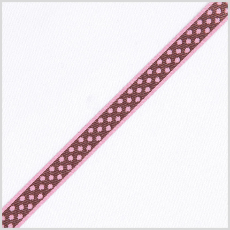 1/2" Pink/Brown French Jacquard Ribbon