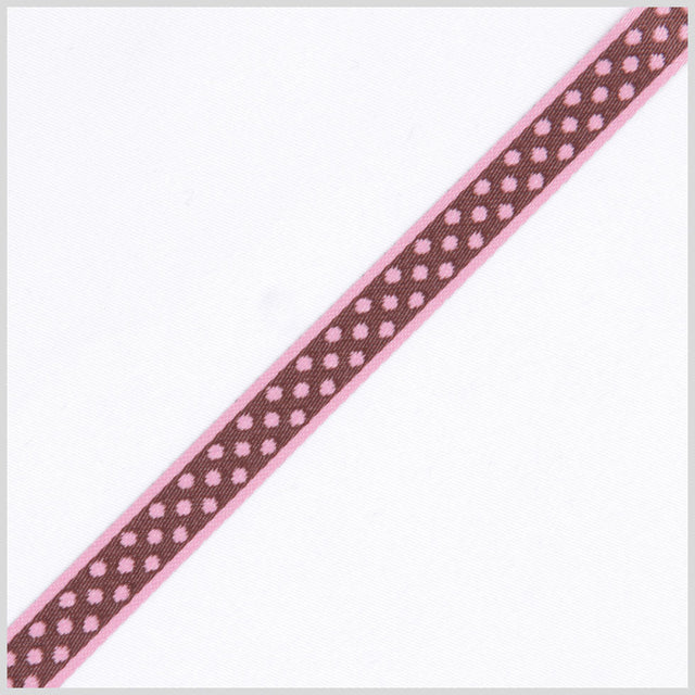 1/2" Pink/Brown French Jacquard Ribbon