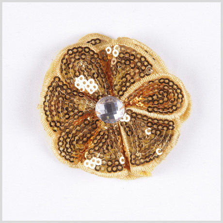 Gold Sequin Flower Brooch