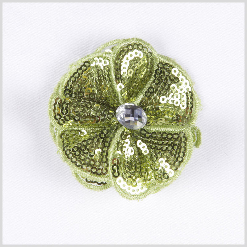 Lime Sequin Flower Brooch
