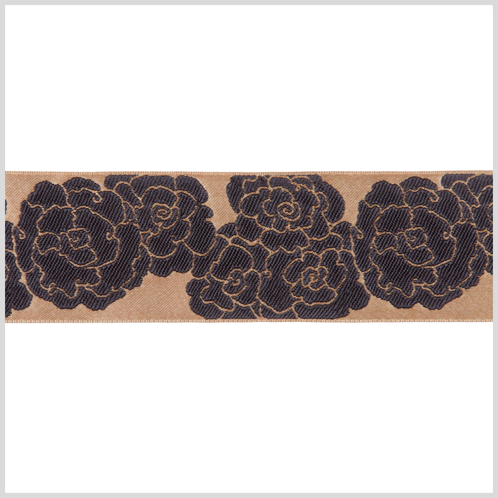 Gold Black French Jacquard Ribbon