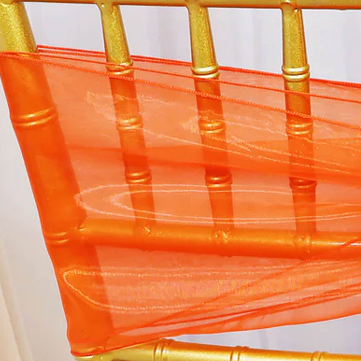 10 Pieces Orange Organza Chair Sashes 8"x108" Sheer Elegant Event Accent