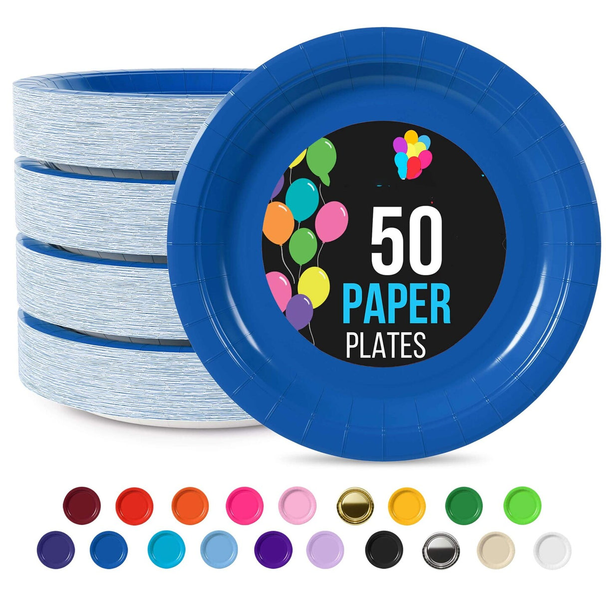 50 Count Dark Blue Paper Plates Durable Disposable Elegant Party Plates For Events 7"