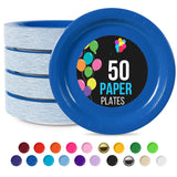 50 Count Dark Blue Paper Plates Durable Disposable Elegant Party Plates For Events 7"