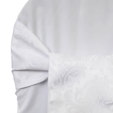 10 Pieces Classic White Floral Damask Jacquard Chair Sashes 7.5 x 108 Inches