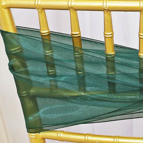 10 Pieces Hunter Green Organza Chair Sashes 8"x108" Holly Green Wedding & Event Decor