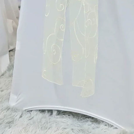 10 Pieces Ivory Embroidered Organza Chair Sashes Sheer Elegant Chair Bows 8"x108"