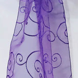 10 Pieces Regency Purple Embroidered Organza Chair Sashes 8"x108" Sophisticated Event Accents