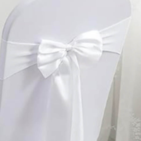 10 Pieces White Polyester Chair Sashes 8"x108" with Serged Edges for Events