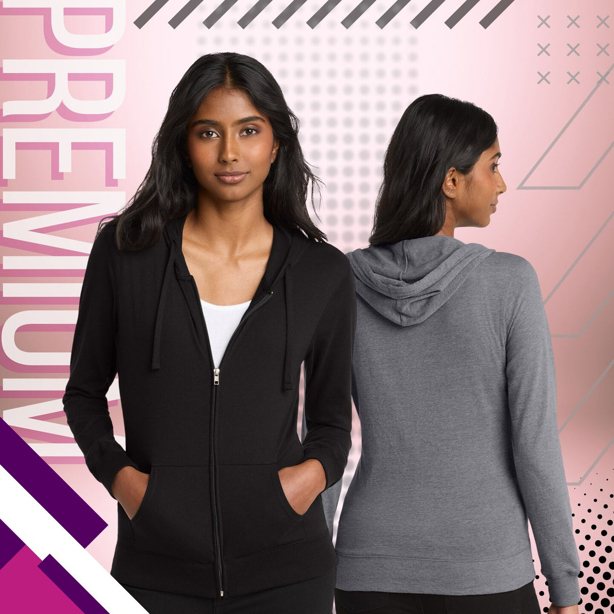 District® Women's Fitted Jersey Full-Zip Hoodie Lightweight Casual Layer for Everyday Wear
